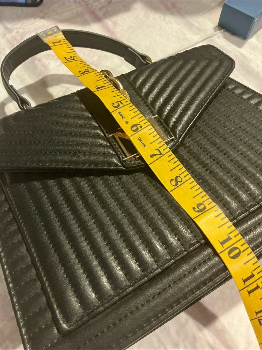 Badgley Mischka Handbag/Purse Soft Black Leather Diamond Quilted Flap Black/Gold